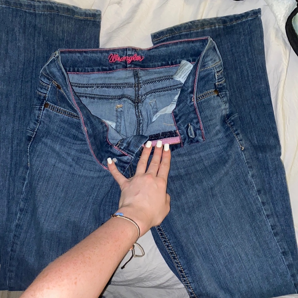 size 3/4 34 womens wrangler boot cut jeans